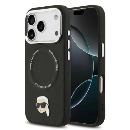 Venta al por Mayor Funda Karl Lagerfeld iPhone 17 Pro Negra | K&C Pins y MagSafe
