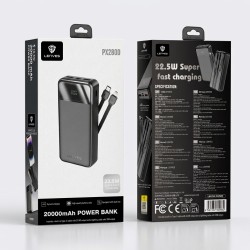 Power Bank 20000mAh 22.5W con Cables Lenyes PX280D