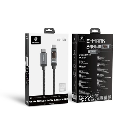Cable USB-C a USB-C 240W con Pantalla OLED Lenyes LC571 | Mayorista