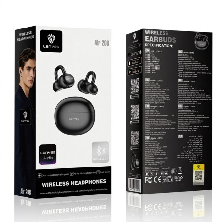 Auriculares Inalámbricos Clip-On Lenyes AIR 208 Negro