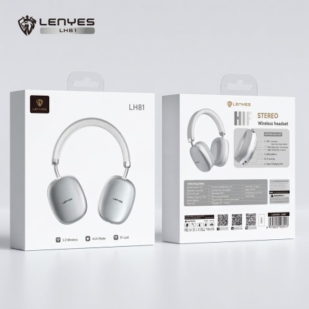 Casco Inalámbrico Bluetooth Lenyes LH81 Plata