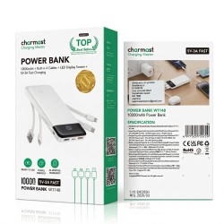 Power Bank 10000mAh con Cables Charmast W1148 Blanco | Mayorista