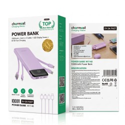 Power Bank 10000mAh con Cables Charmast W1148 Morado | Mayorista