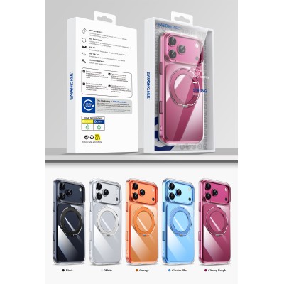 Funda Easoncase PC semi transparente con borde metálicos con Soporte iPhone 18 Pro | Mayorista