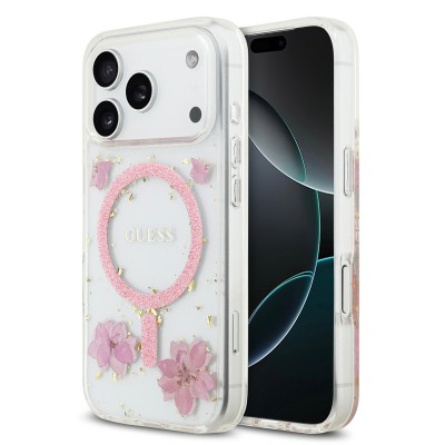 Funda Guess Resin Flower MagSafe iPhone 18/17 Pro | Rosa