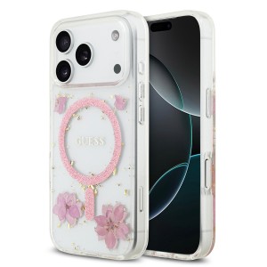 Funda Guess Resin Flower MagSafe iPhone 18/17 Pro | Rosa