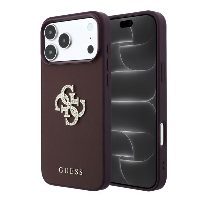 Funda Guess Smooth PU Rhinestone Burdeos iPhone 18/17 Pro Max | Mayorista