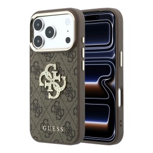 Funda Guess 4G Rhinestone Marco Metálico Dorado iPhone 18/17 Pro Max Marrón | Mayorista