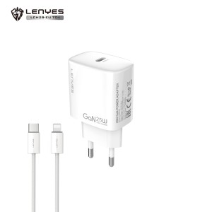Cargador GaN 25W Lenyes LCH28 Tipo-C a Lightning Blanco | Mayorista