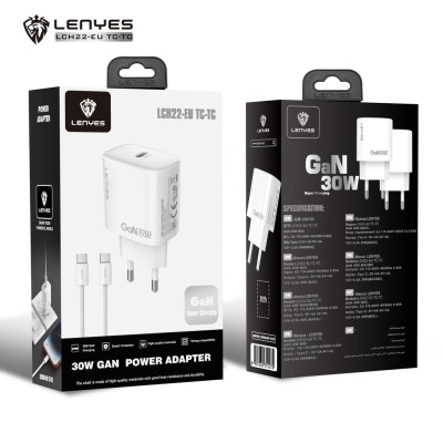 Cargador GaN 30W Lenyes LCH22 Tipo-C Blanco | Mayorista