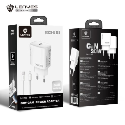 Cargador GaN 30W Lenyes LCH22 Tipo-C a Lightning Blanco | Mayorista