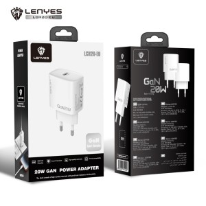 Adaptador de Red GaN 20W Lenyes LCH20 Tipo-C Blanco | Mayorista