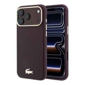 Funda Lacoste Hard Case MagSafe PVC Champs Élysées Embossed iPhone 18 Pro Max/iPhone 17 Pro Max - Burgundy