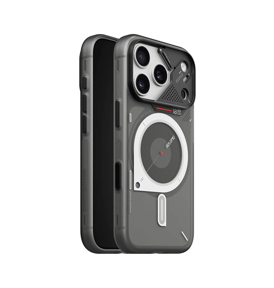 Funda AULUMU A18 Hyper Frosted gris translúcido para iPhone 18 Pro, vista trasera